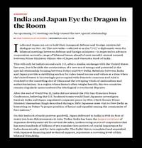 India and Japan Eye the Dragon